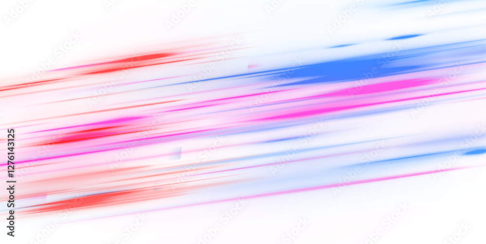 Glowing neon horizontal lines, laser beams and particle motion create an acceleration effect with vibrant red and blue speed beams and abstract lens flares, creating a captivating visual composition. 