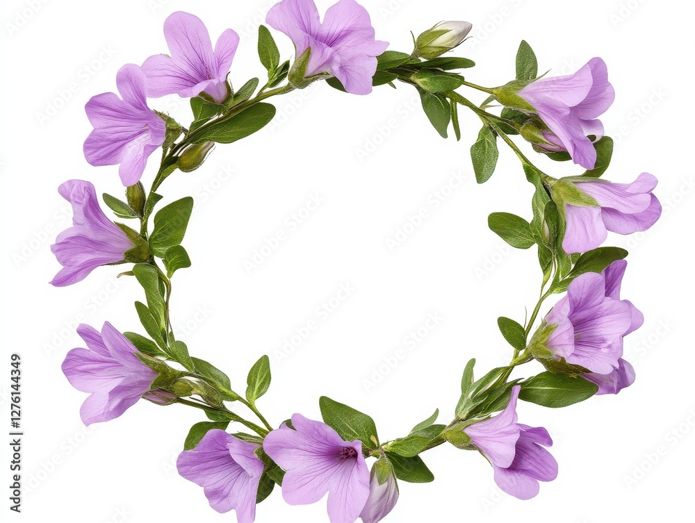 Elegant Lilac Flower Wreath, Circular Floral Frame. Elegant Lilac Flower Wreath, Circular Floral Frame.