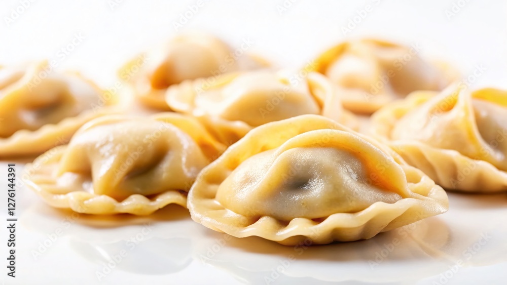 Delicious Pierogi Dumplings on White Background - Tilt-Shift Photography Delicious Pierogi Dumplings on White Background - Tilt-Shift Photography