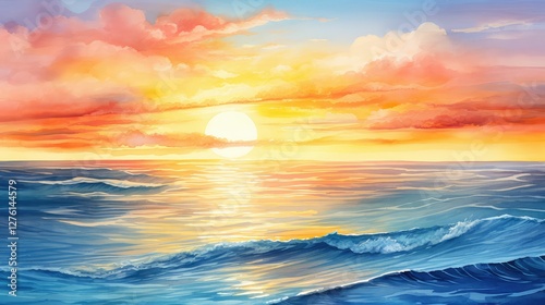 serene blue and gold water color