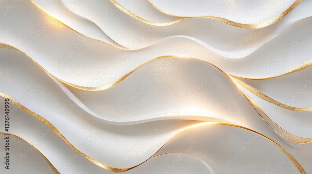 Obraz premium elegant white and gold abstract waves background