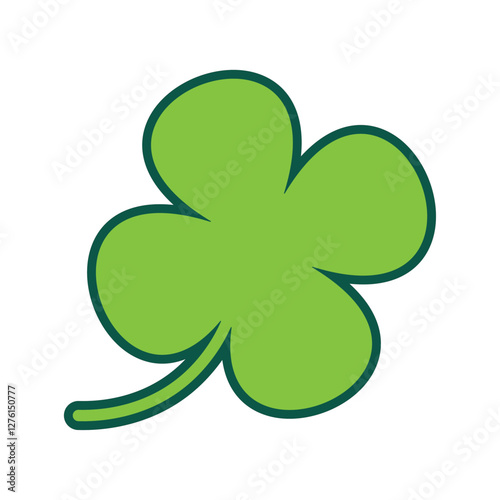 St Patrick's Day. Lucky Four-leaf clover, Green Four leaf clover vector icon. Lucky and happiness concept. Shamrock - green four leaf clover icon. Good luck theme design element.