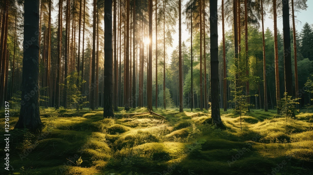 Fototapeta premium sunlight pine tree wood