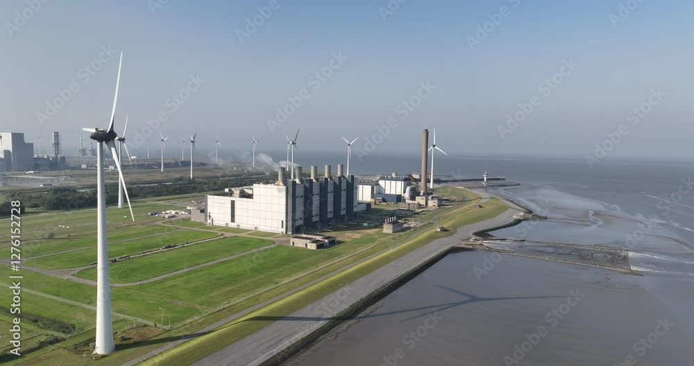 The Eemscentralepower station Delfzijl, Eemshaven. Gas-fired CCGT units that together produce 1750 MW of electricity The Eemscentralepower station Delfzijl, Eemshaven. Gas-fired CCGT units that together produce 1750 MW of electricity