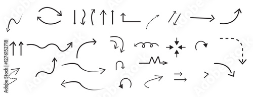 Set of hand drawn arrows icon. Arrow mark icons. Arrow vector illustration.