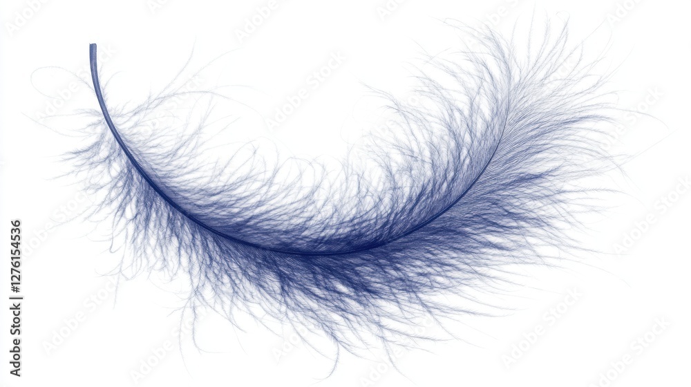 Delicate Blue Feather Graphic Design Element on A Clean White Backdrop Digital Art Delicate Blue Feather Graphic Design Element on A Clean White Backdrop Digital Art