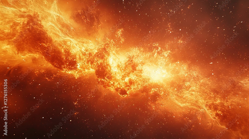 Obraz premium Fiery Nebula Cosmic Explosion Celestial Firestorm