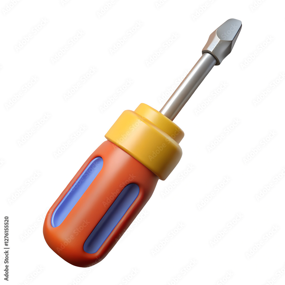 Colorful 3D Illustration of a Screwdriver Colorful 3D Illustration of a Screwdriver