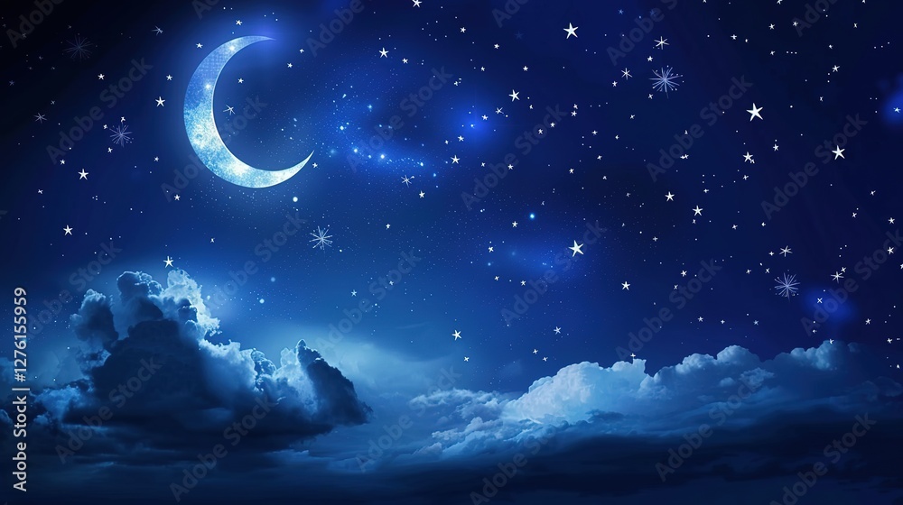 Fototapeta premium Night_sky_blue_galactic_background