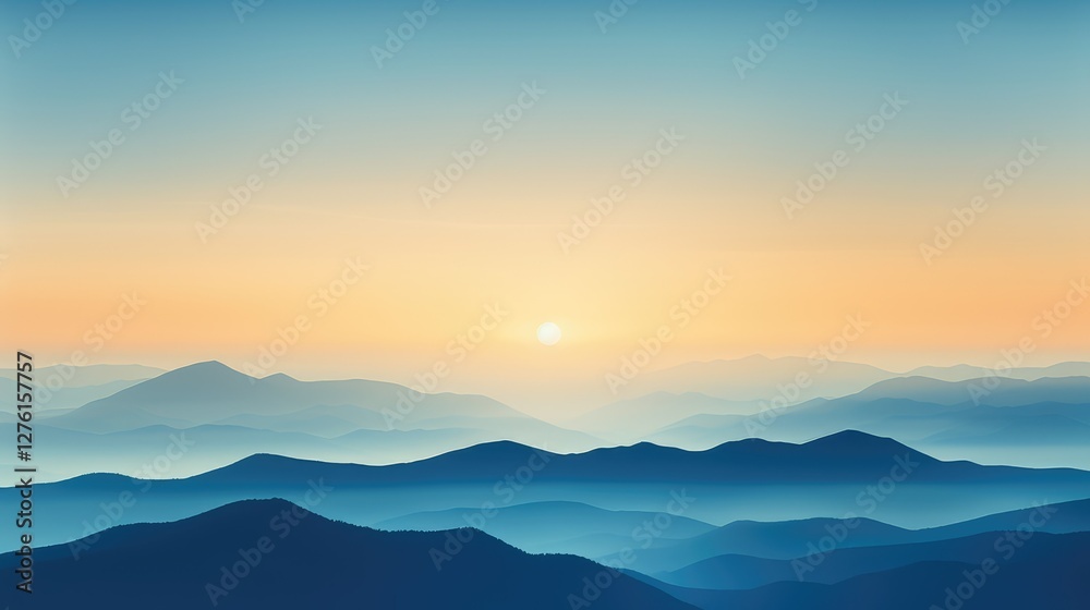 Fototapeta premium peaks blue yellow gradient