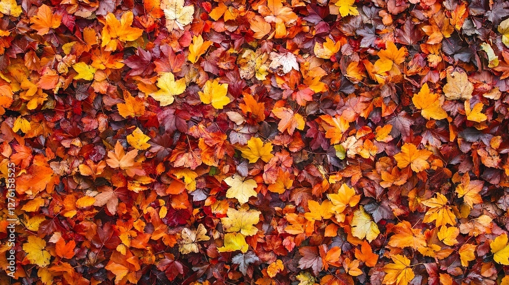 Autumn Natural Background with Vibrant Fall Foliage and Copy Space