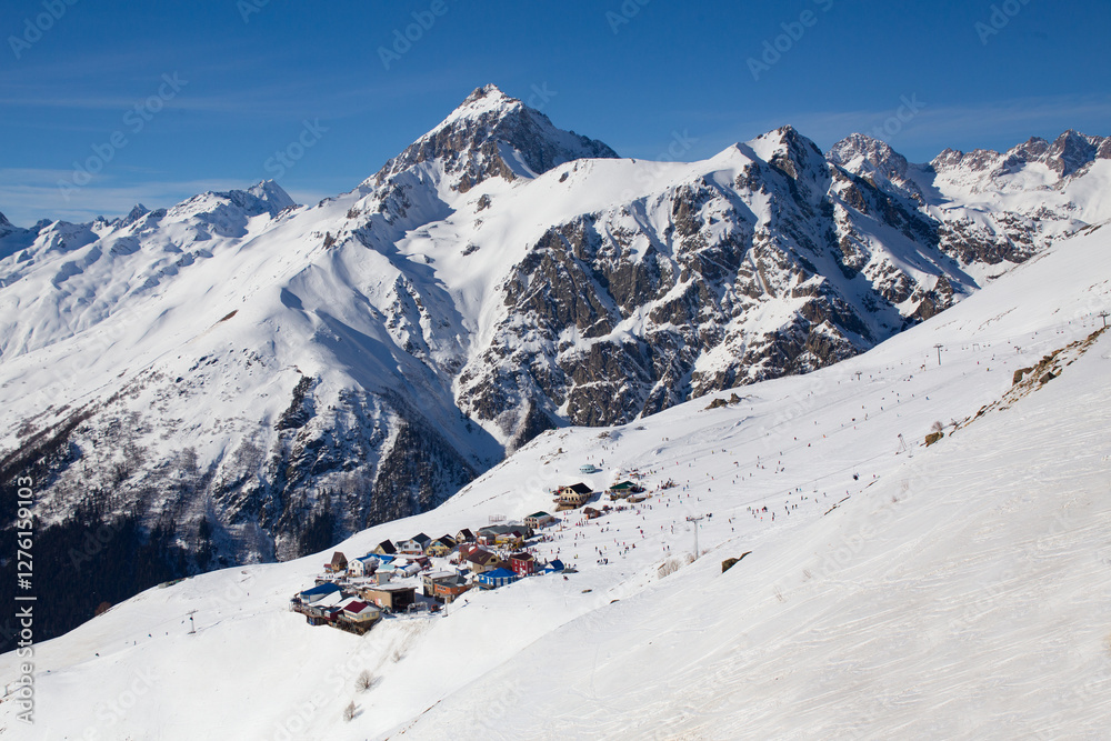 beautiful snow mountains ski resort