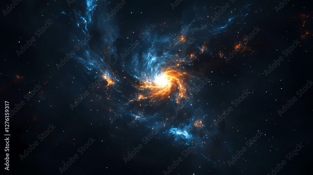 Fototapeta premium Cosmic Nebula: A Vibrant Stellar Spectacle