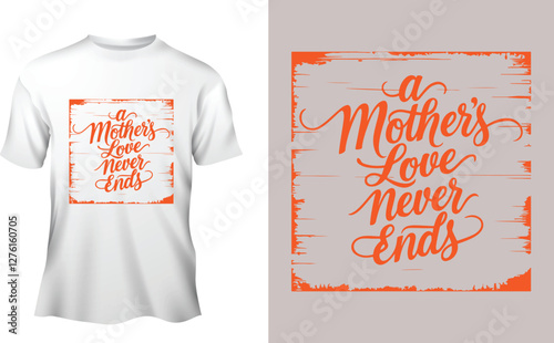 A typography calligraphy vector design A mother love never ends.