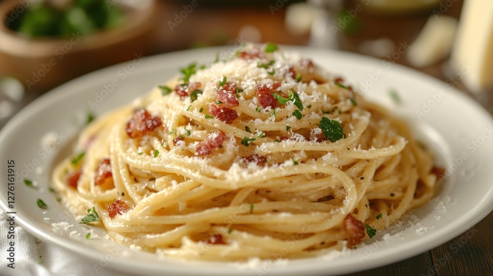 Spaghetti Carbonara with Parmesan Cheese Spaghetti Carbonara with Parmesan Cheese