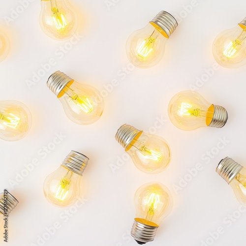 Illuminated Ideas A Pattern of Glowing Light Bulbs.