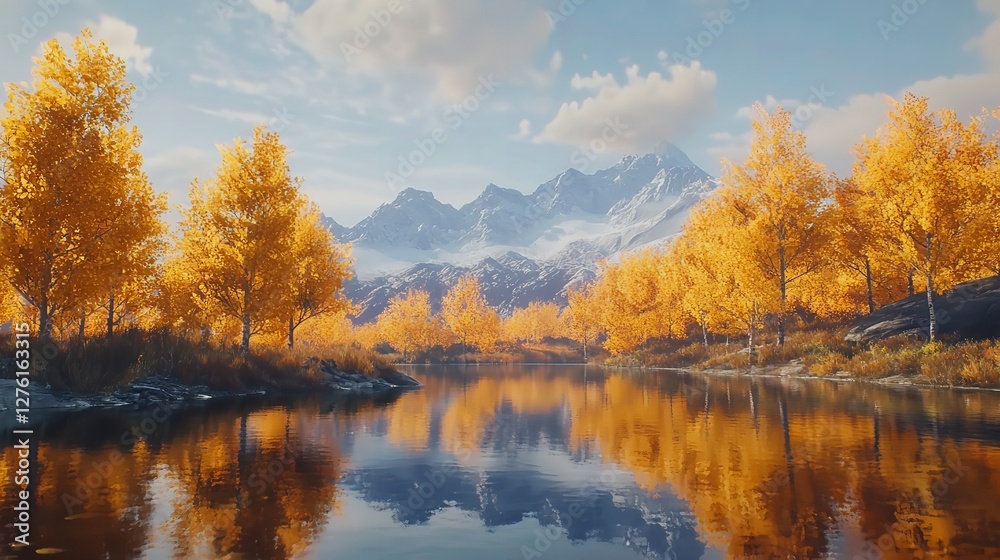 Autumn Landscape Golden Trees Mountain Lake Reflection Serenity Peaceful Nature Scene Tranquil Fall Scenery Beautiful Autumn Landscape Golden Trees Mountain Lake Reflection Serenity Peaceful Nature Scene Tranquil Fall Scenery Beautiful