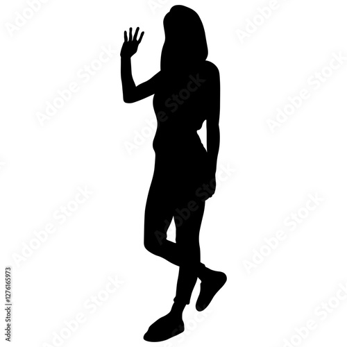 Wallpaper Mural Silhouette of Woman Walking Isolated on White Background. Vector Illustration Torontodigital.ca