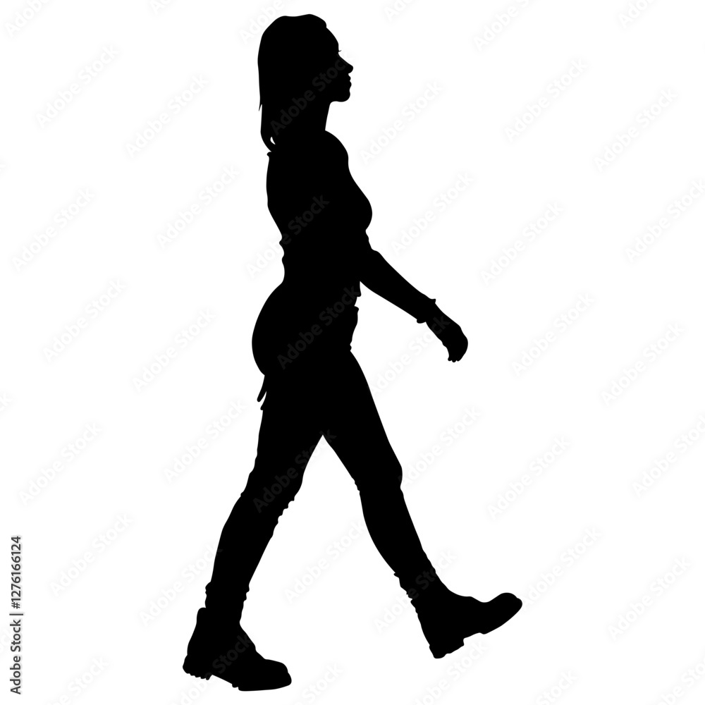 Silhouette of Woman Walking Isolated on White Background. Vector Illustration Silhouette of Woman Walking Isolated on White Background. Vector Illustration