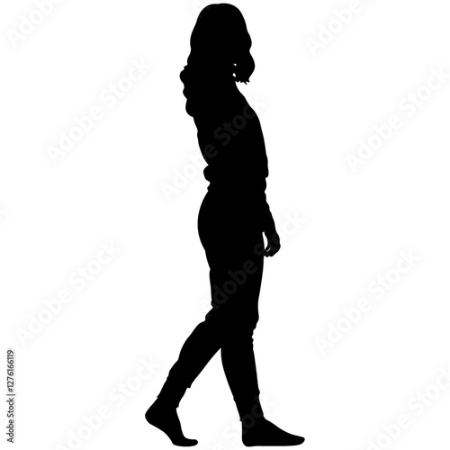 Wallpaper Mural Silhouette of Woman Walking Isolated on White Background. Vector Illustration Torontodigital.ca