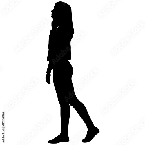 Wallpaper Mural Silhouette of Woman Walking Isolated on White Background. Vector Illustration Torontodigital.ca