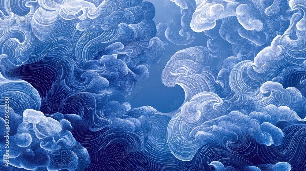 Obraz premium blue wave abstract art swirling ocean pattern