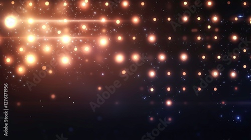 Golden glowing lights and sparkling particles on a dark background, creating a magical and festive abstract composition.
