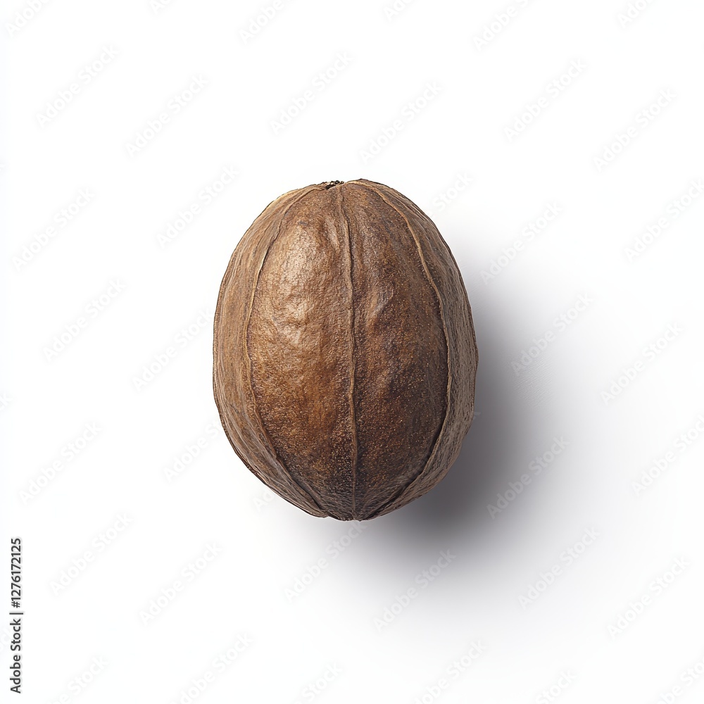 Single Pecan Nut in Shell, Overhead Studio Shot. Single Pecan Nut in Shell, Overhead Studio Shot.