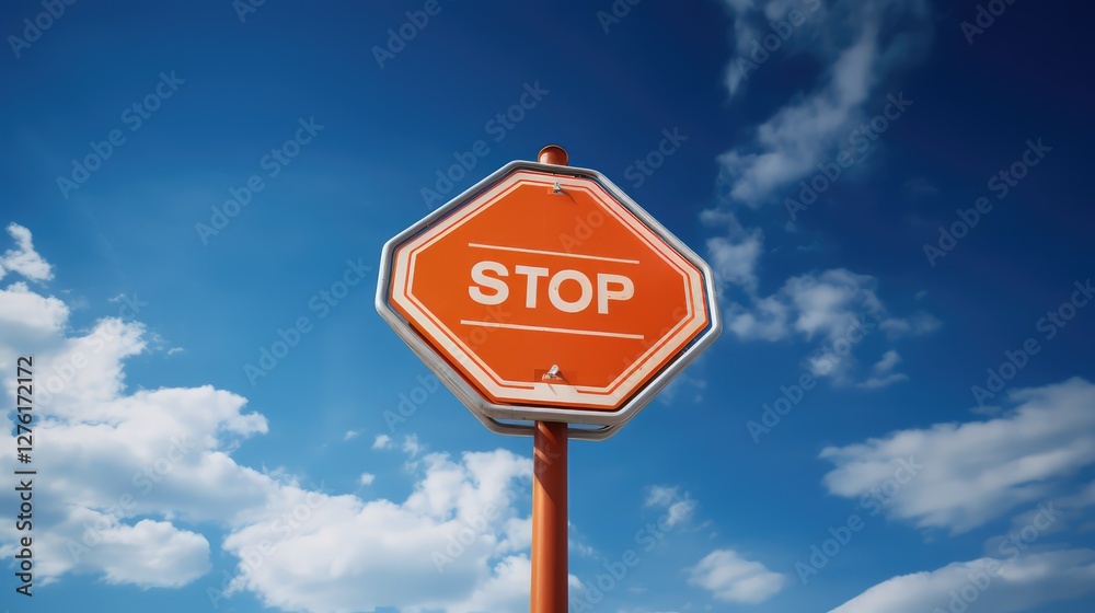 Obraz premium intersection orange octagon