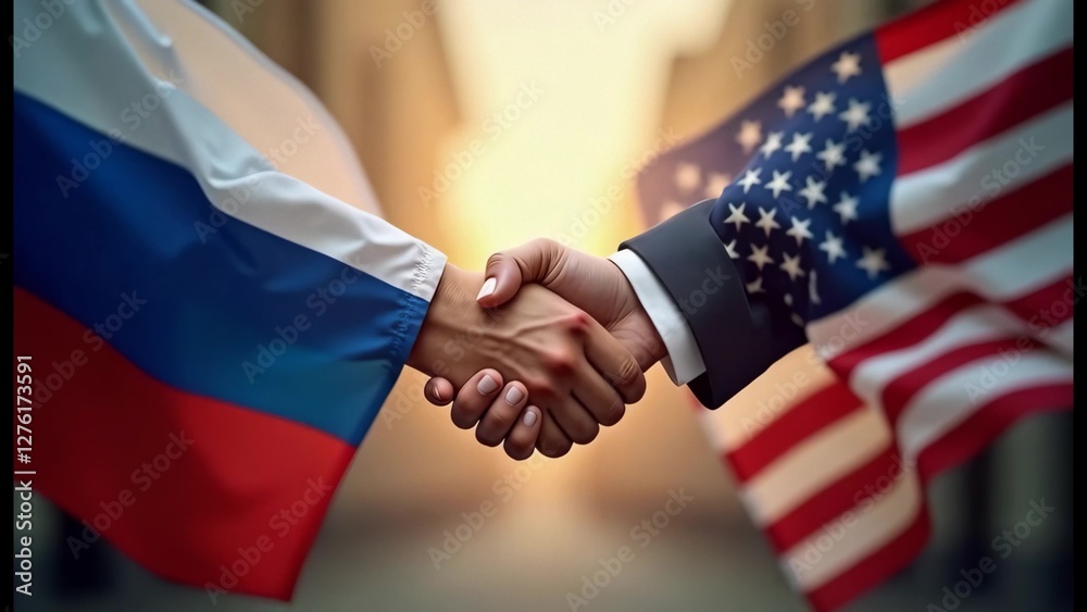 custom made wallpaper toronto digitalhandshake close up in politics. two countries USA and Russia shake hands sign agreement. teamwork in world politics, economics. handshake sign of teamwork together. political agreement