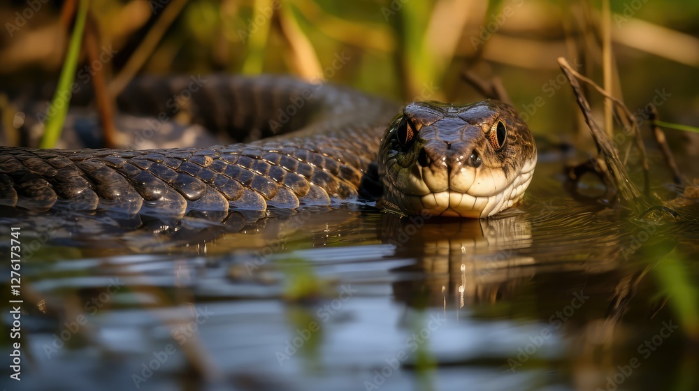 Fototapeta premium marshy northern water snake