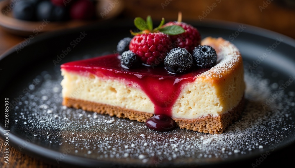 Berry-Topped Cheesecake in Indulgent Dessert Berry-Topped Cheesecake in Indulgent Dessert