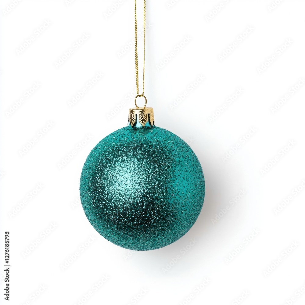 Light blue Christmas ball isolated on white background, adding festive charm. Light blue Christmas ball isolated on white background, adding festive charm.