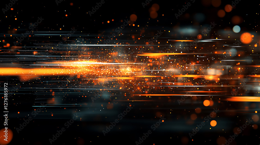 Fototapeta premium Futuristic Speed Motion Light Streaks – Cyber Technology, Data Flow, Digital Acceleration, AI branding, cyber network visuals, digital transformation concepts, high-speed data transmission discussions