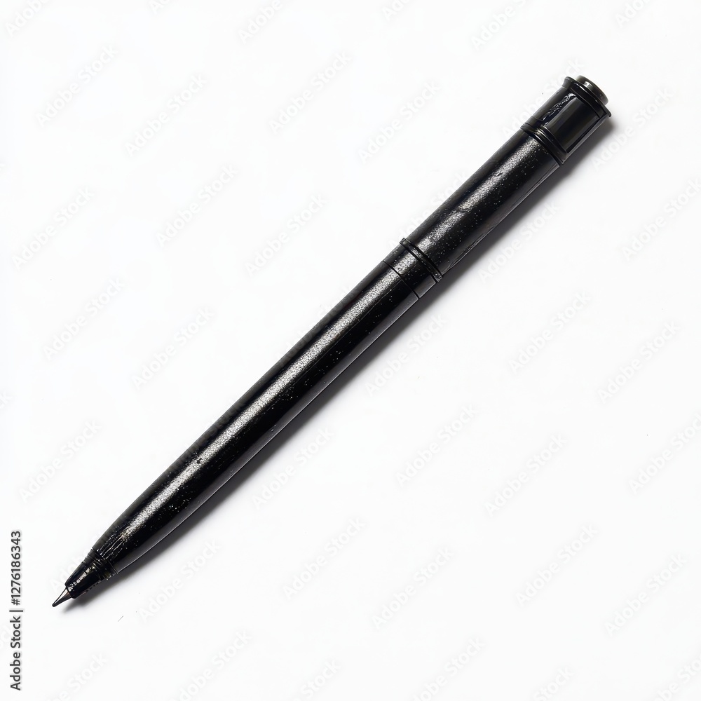 Sleek Black Pen on White Background; Simple Stationery. Sleek Black Pen on White Background; Simple Stationery.