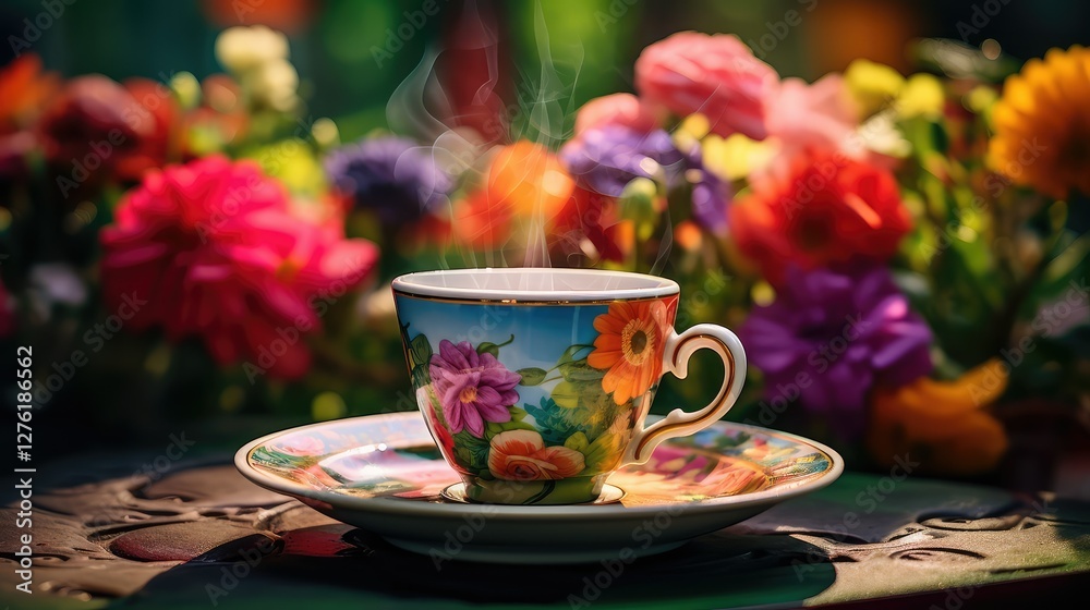 Fototapeta premium saucer coffee cup spring