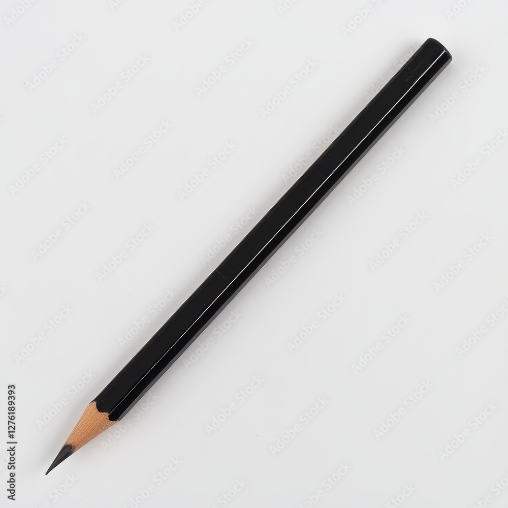 Black Pencil on White Background Simple Stationery Image. Black Pencil on White Background Simple Stationery Image.