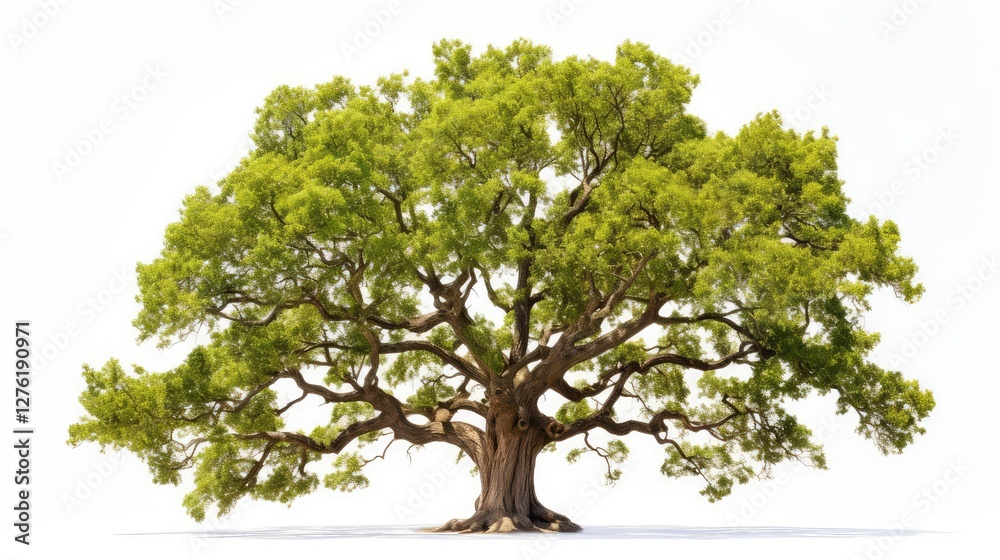trunk oak tree white background