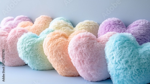 Soft Fluffy Heart Pillows in Pastel Colors