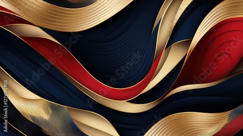 abstract gold red and blue swirls background