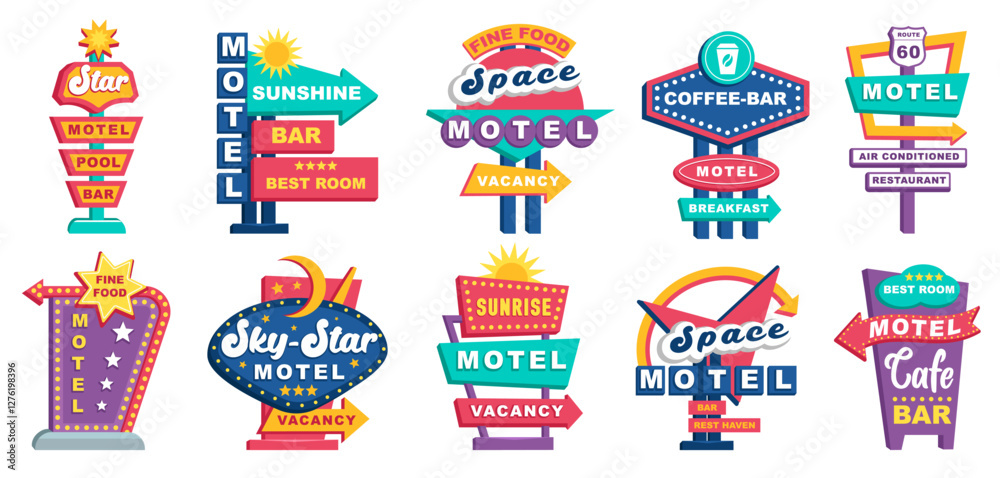 American retro stand street pointer set icon