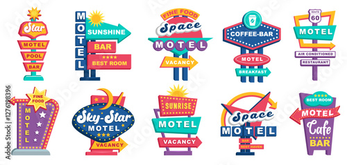 American retro stand street pointer set icon