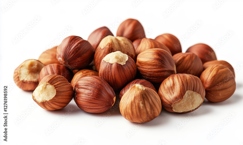 hazelnuts composition, isolated on a white background hazelnuts composition, isolated on a white background