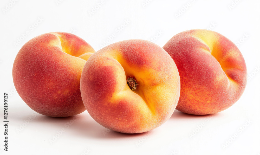fresh peaches composition, isolated on a white background fresh peaches composition, isolated on a white background