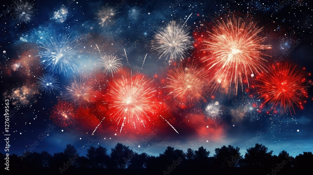 Fototapeta premium sky red white blue sparkle