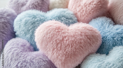 Soft Fluffy Heart Pillows in Pastel Colors