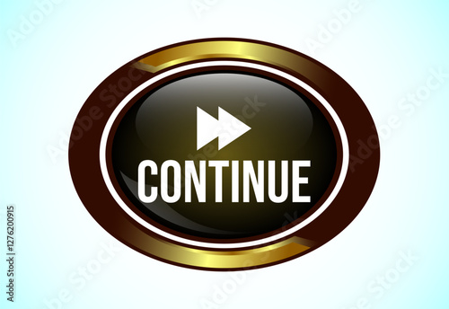 Continue button design illustration, Continue icon suitable for mobile app, and website UI design