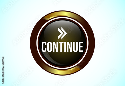 Continue button design illustration, Continue icon suitable for mobile app, and website UI design
