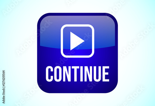 Continue button design illustration, Continue icon suitable for mobile app, and website UI design