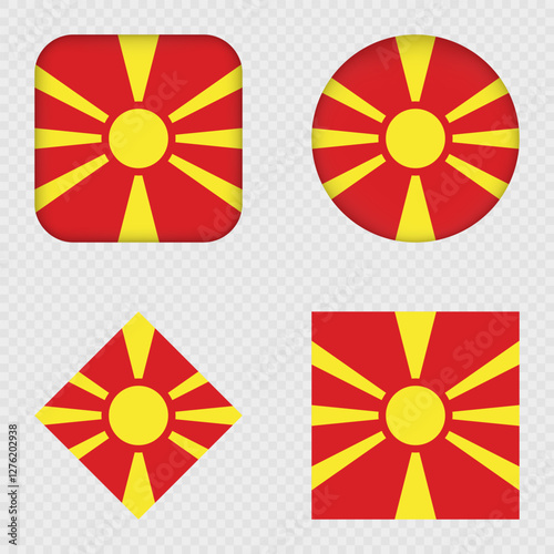 North Macedonia Flag Icons Pack. Vector illustration.